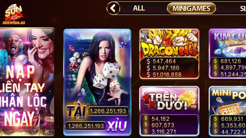 Sảnh Mini Game cực hot tại Sunwin